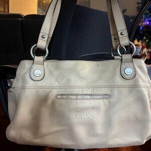 FOSSIL HANOVER KHAKI LEATHER SATCHEL BAG ZB 2874 GREAT CONDITION